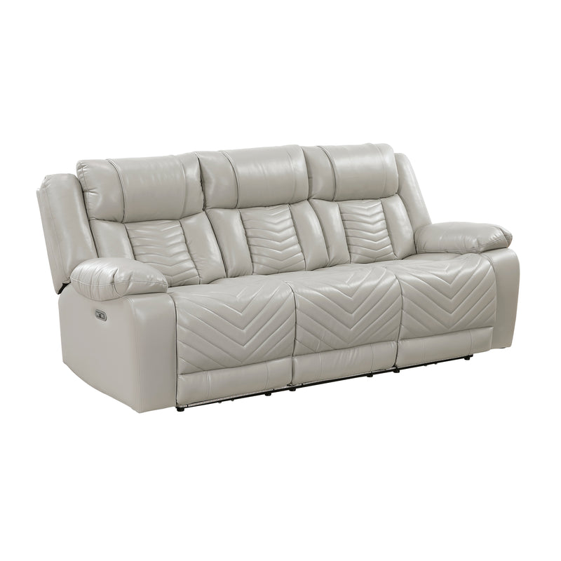 Huron - Power Double Reclining Sofa with Center Drop-Down Cup Holders, Wireless Charger, Magazine Bag, LED and Charging Ports
