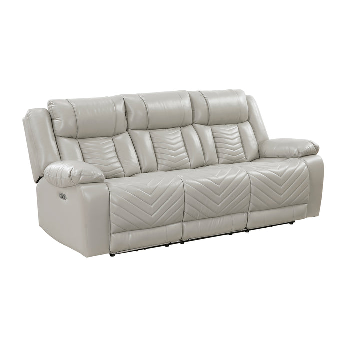Huron - Power Double Reclining Sofa with Center Drop-Down Cup Holders, Wireless Charger, Magazine Bag, LED and Charging Ports