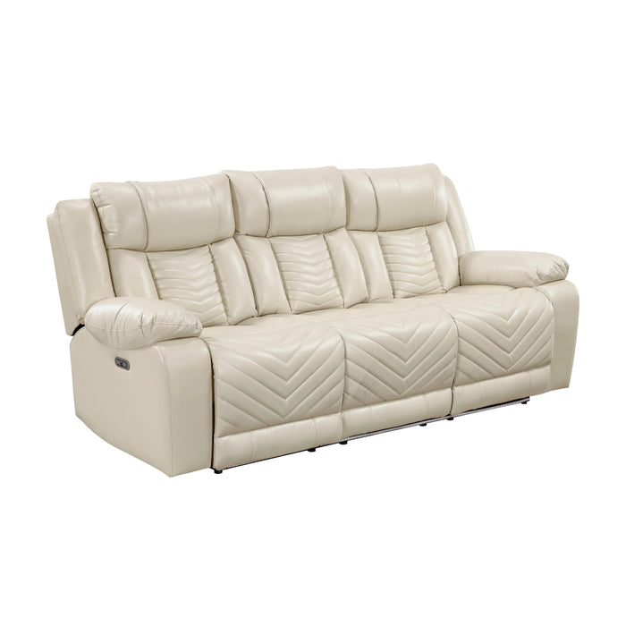 Huron - Power Double Reclining Sofa with Center Drop-Down Cup Holders, Wireless Charger, Magazine Bag, LED and Charging Ports