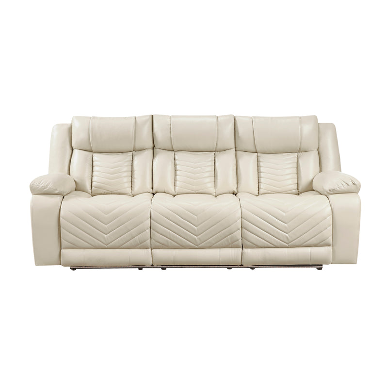 Huron - Power Double Reclining Sofa with Center Drop-Down Cup Holders, Wireless Charger, Magazine Bag, LED and Charging Ports