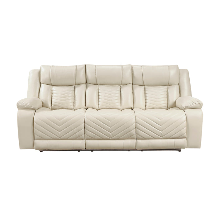 Huron - Power Double Reclining Sofa with Center Drop-Down Cup Holders, Wireless Charger, Magazine Bag, LED and Charging Ports
