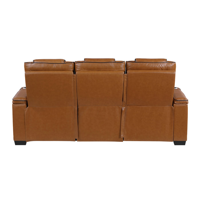 Apex - Power Double Reclining Sofa with Center Drop-Down Cup Holders, Power Headrests, Storage Arms with Cup holders, Reading Lights, Wireless Charger, Air Massage and Heat, LED Lighting and
