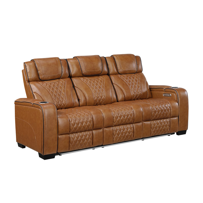 Apex - Power Double Reclining Sofa with Center Drop-Down Cup Holders, Power Headrests, Storage Arms with Cup holders, Reading Lights, Wireless Charger, Air Massage and Heat, LED Lighting and