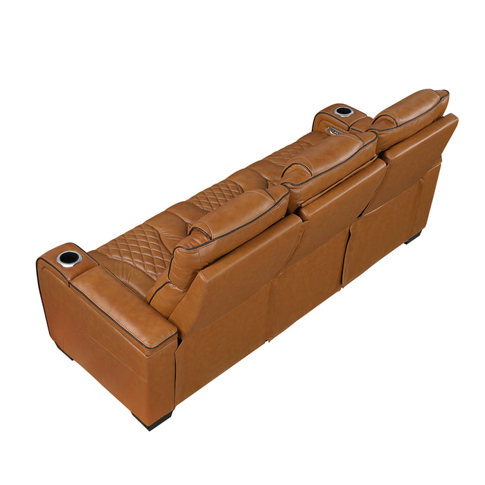 Apex - Power Double Reclining Sofa with Center Drop-Down Cup Holders, Power Headrests, Storage Arms with Cup holders, Reading Lights, Wireless Charger, Air Massage and Heat, LED Lighting and