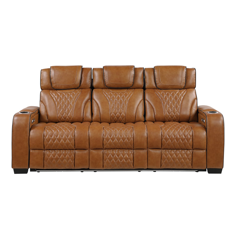 Apex - Power Double Reclining Sofa with Center Drop-Down Cup Holders, Power Headrests, Storage Arms with Cup holders, Reading Lights, Wireless Charger, Air Massage and Heat, LED Lighting and