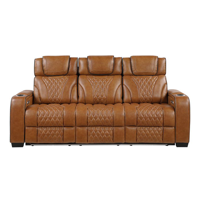 Apex - Power Double Reclining Sofa with Center Drop-Down Cup Holders, Power Headrests, Storage Arms with Cup holders, Reading Lights, Wireless Charger, Air Massage and Heat, LED Lighting and