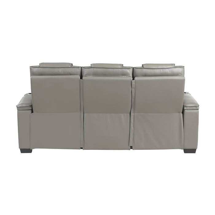 Apex - Power Double Reclining Sofa with Center Drop-Down Cup Holders, Power Headrests, Storage Arms with Cup holders, Reading Lights, Wireless Charger, Air Massage and Heat, LED Lighting and