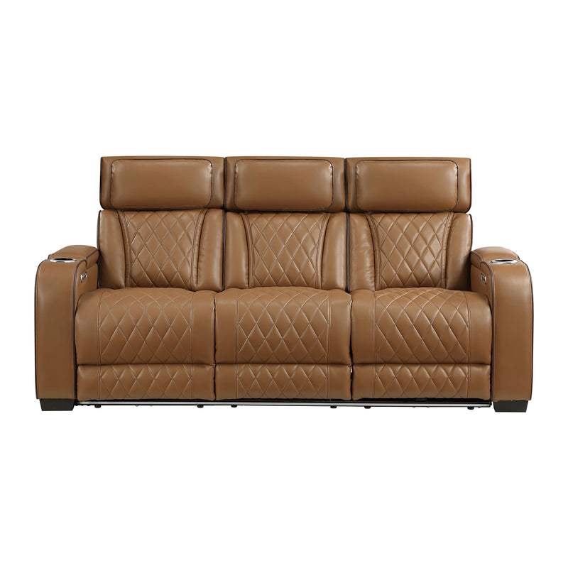 Fairway - Power Double Reclining Sofa with Center Drop-Down Cup Holders, Power Headrests, Storage Arms(Top and Side), Cup holders and Reading Lights, Two Wireless Chargers, Charging Ports and