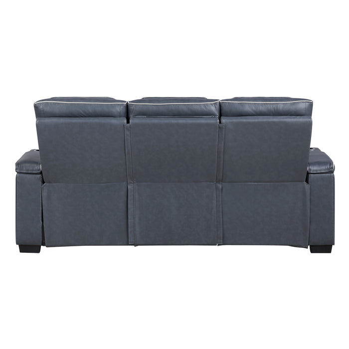Cyber - Power Double Reclining Sofa with Center Drop-Down Cup Holders, Power Headrests,� Storage Arms(Top and Side) ,Cup holders, Reading Lights, Wireless Charger, Air Massage, Heat,� LED Lig
