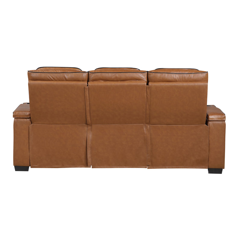 Cyber - Power Double Reclining Sofa with Center Drop-Down Cup Holders, Power Headrests,� Storage Arms(Top and Side) ,Cup holders, Reading Lights, Wireless Charger, Air Massage, Heat,� LED Lig