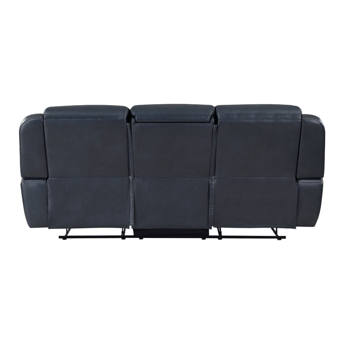 - Power Double Reclining Sofa w/Center drop down cup holders, Magazine Bag, Receptacles and USB Ports