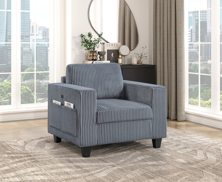 Walterboro - Chair with Storage Pouches and Charging Ports