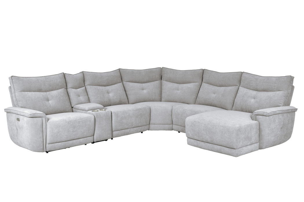 Tesoro - (6)6-Piece Modular Power Reclining Sectional with Power Headrests, Right Chaise and USB Port