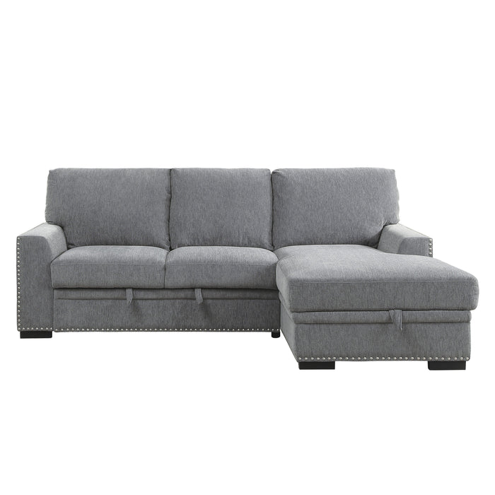 Morelia - (2)2-Piece Sectional with Pull-out Bed and Right Chaise with Hidden Storage