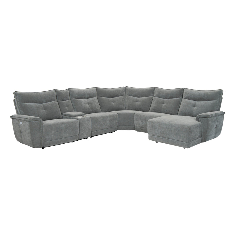 Tesoro - (6)6-Piece Modular Power Reclining Sectional with Power Headrests, Right Chaise and USB Ports