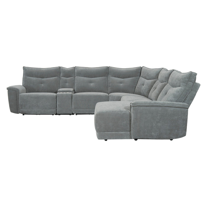 Tesoro - (6)6-Piece Modular Power Reclining Sectional with Power Headrests, Right Chaise and USB Ports