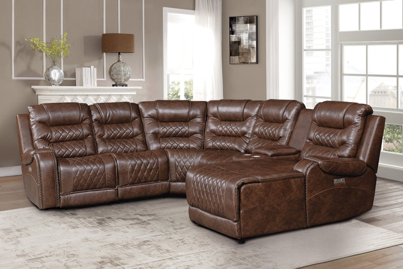 Putnam - (6)6-Piece Modular Power Reclining Sectional with Right Chaise