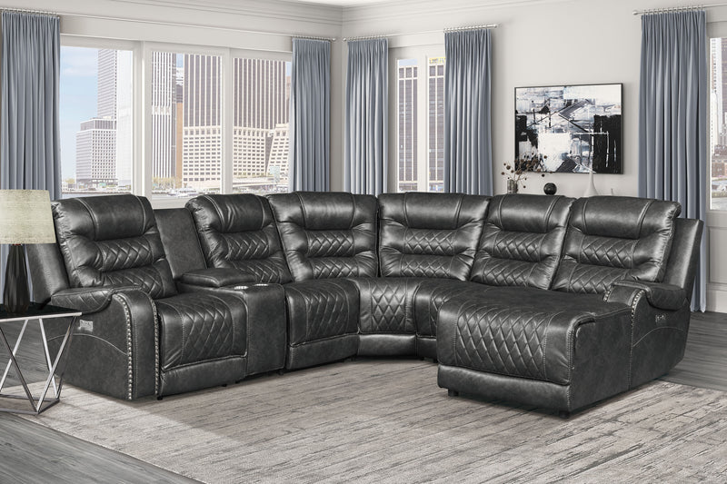 Putnam - (6)6-Piece Modular Power Reclining Sectional with Right Chaise
