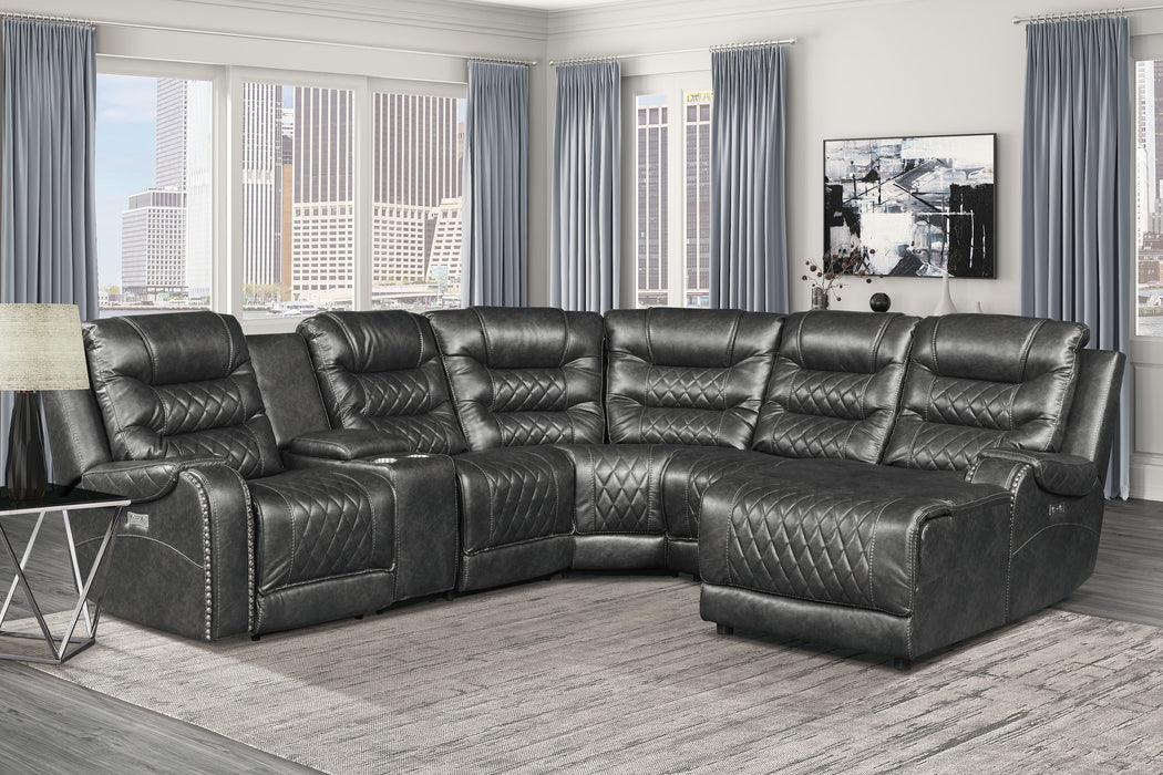 Putnam - (6)6-Piece Modular Power Reclining Sectional with Right Chaise