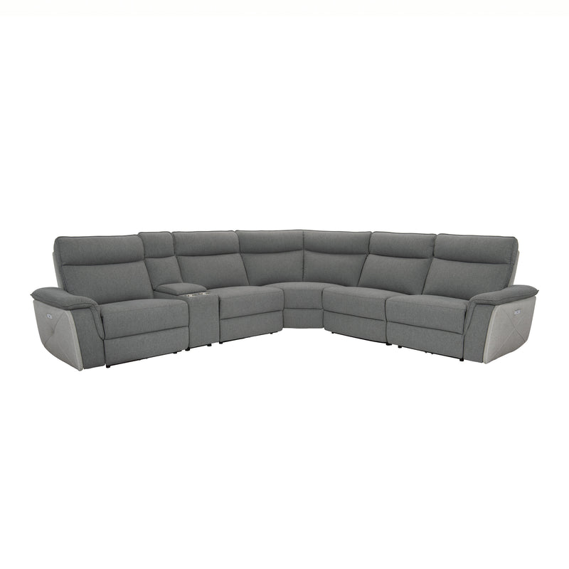 Maroni - (6)6-Piece Modular Power Reclining Sectional with Power Headrests