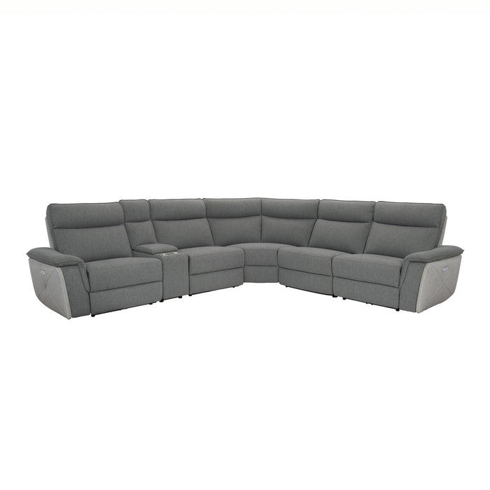 Maroni - (6)6-Piece Modular Power Reclining Sectional with Power Headrests
