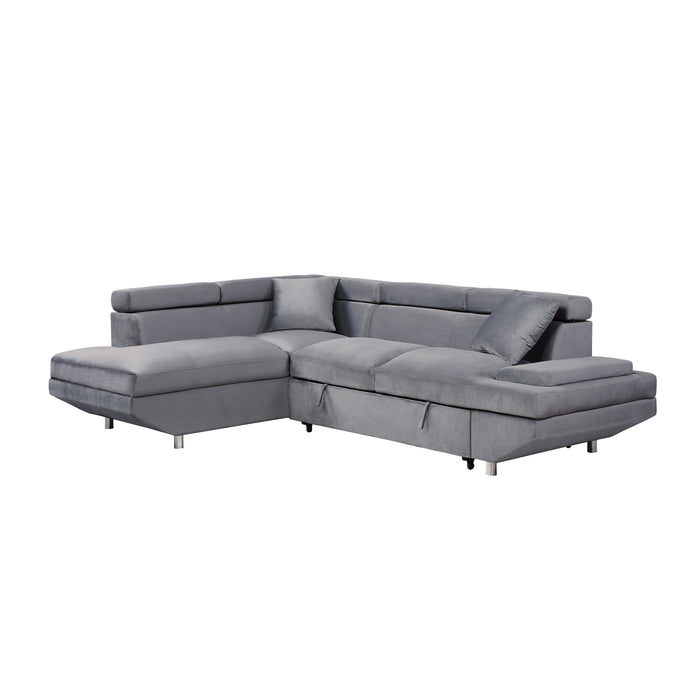 Cruz - (2)2-Piece Sectional with Adjustable Headrests, Pull-out Bed and Left Chaise