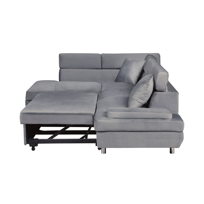 Cruz - (2)2-Piece Sectional with Adjustable Headrests, Pull-out Bed and Left Chaise