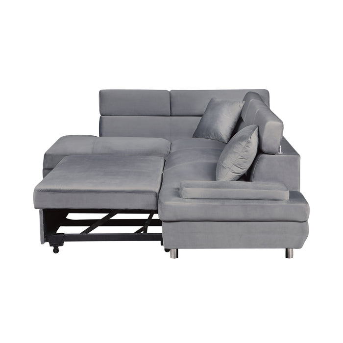 Cruz - (2)2-Piece Sectional with Adjustable Headrests, Pull-out Bed and Left Chaise