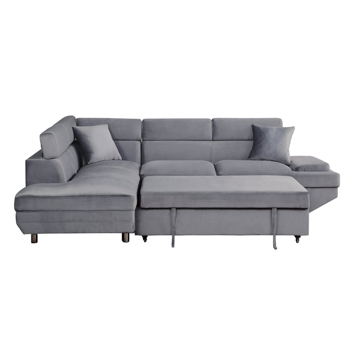 Cruz - (2)2-Piece Sectional with Adjustable Headrests, Pull-out Bed and Left Chaise