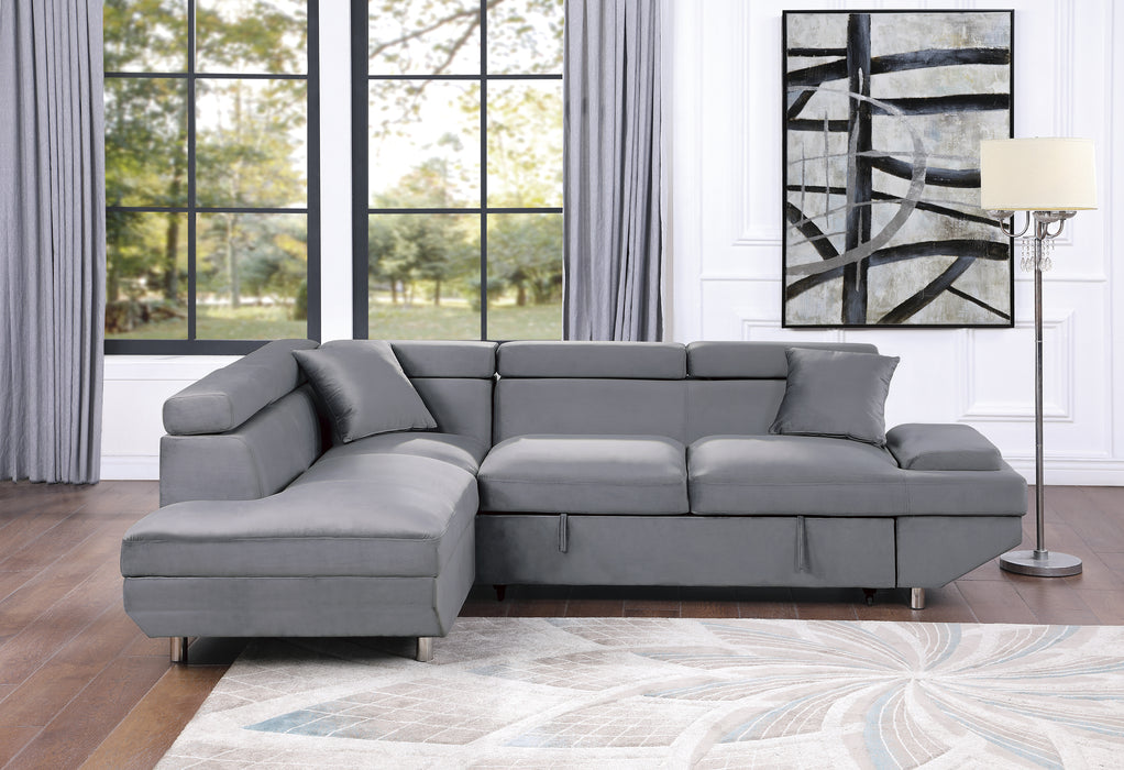 Cruz - (2)2-Piece Sectional with Adjustable Headrests, Pull-out Bed and Left Chaise