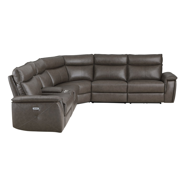 Maroni - (6)6-Piece Modular Power Reclining Sectional with Power Headrests