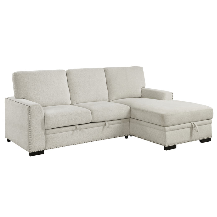 Morelia - (2)2-Piece Sectional with Pull-out Bed and Right Chaise with Hidden Storage
