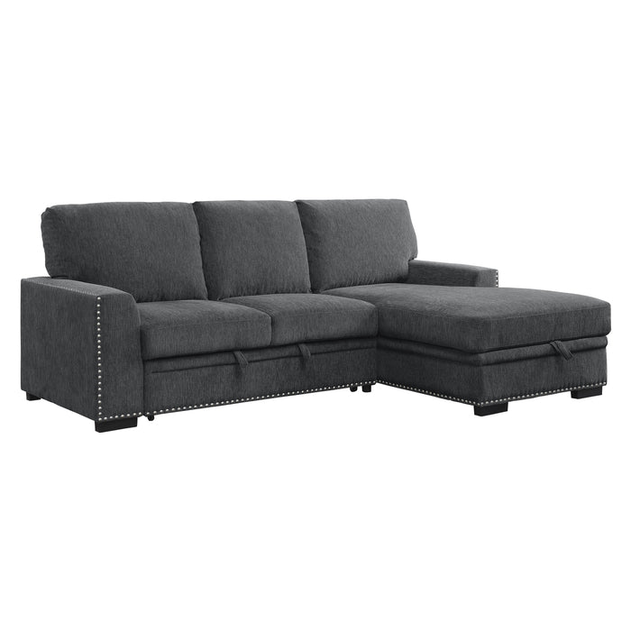 Morelia - (2)2-Piece Sectional with Pull-out Bed and Right Chaise with Hidden Storage