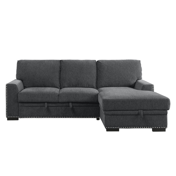 Morelia - (2)2-Piece Sectional with Pull-out Bed and Right Chaise with Hidden Storage