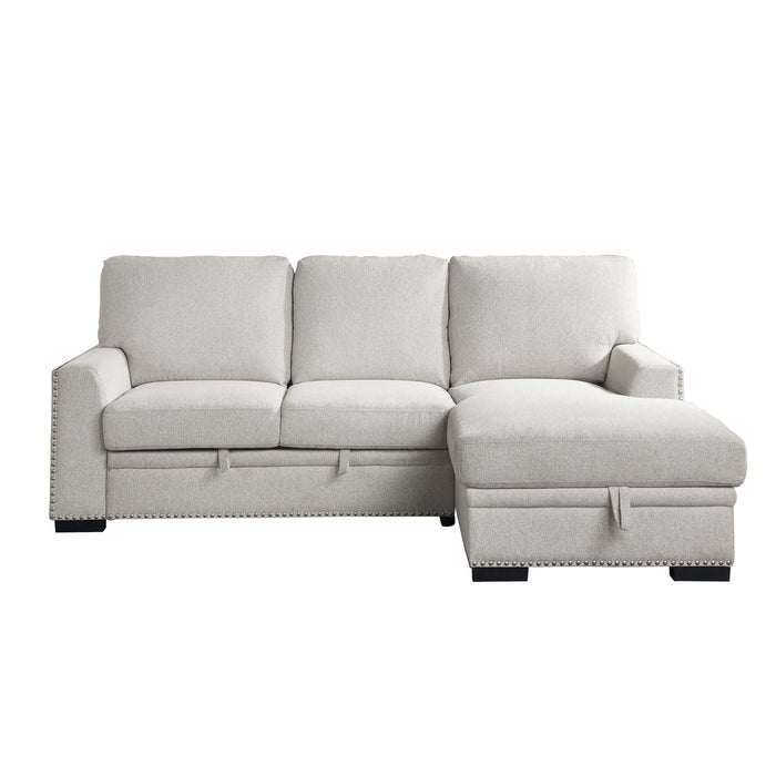 Morelia - (2)2-Piece Sectional with Pull-out Bed and Right Chaise with Hidden Storage