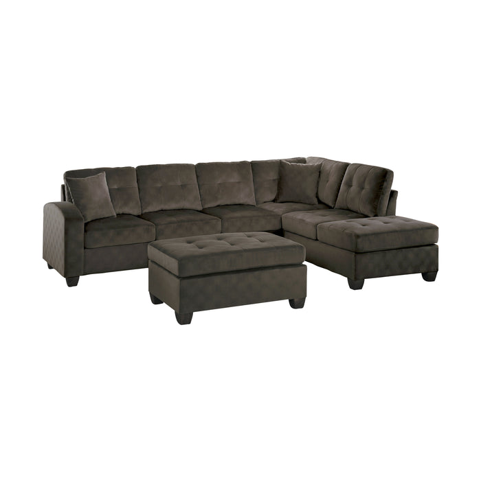 Emilio - (3)3-Piece Reversible Sectional with Ottoman