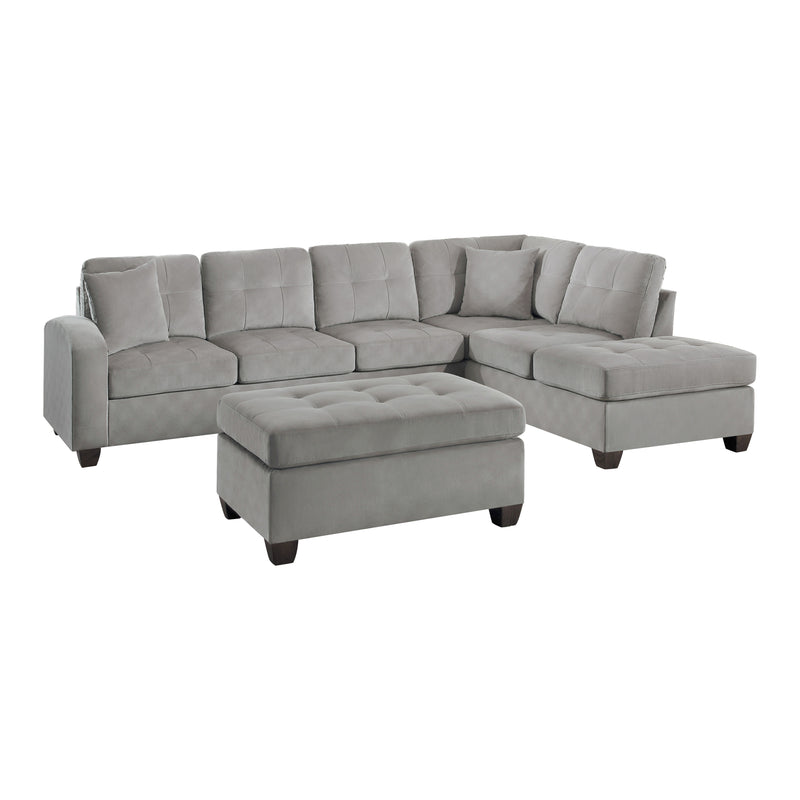 Emilio - (3)3-Piece Reversible Sectional with Ottoman