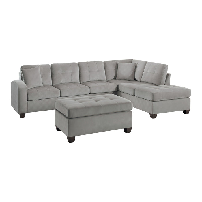Emilio - (3)3-Piece Reversible Sectional with Ottoman