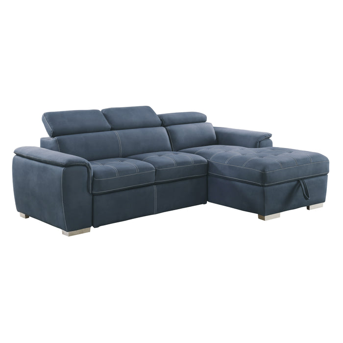 Ferriday - (2)2-Piece Sectional with Adjustable Headrests, Pull-out Bed and Right Chaise with Hidden Storage