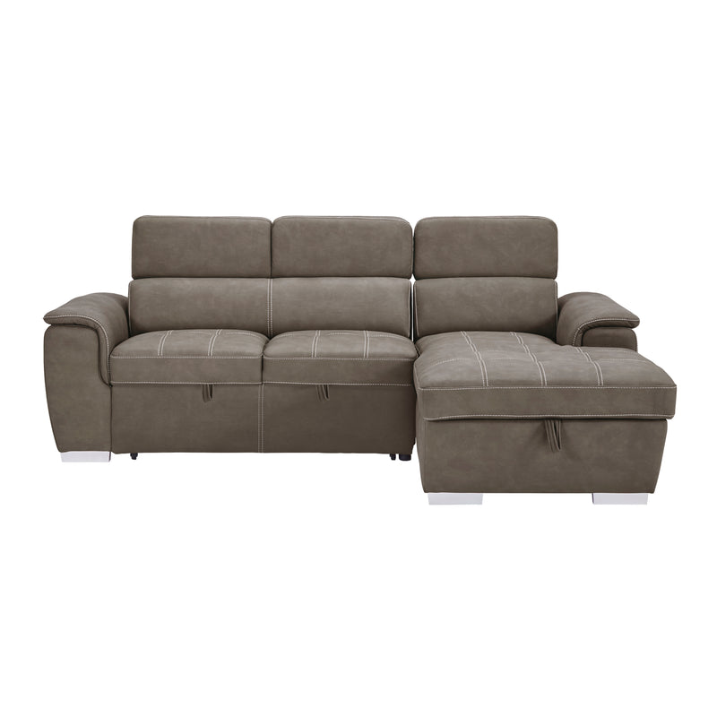 Ferriday - (2)2-Piece Sectional with Adjustable Headrests, Pull-out Bed and Right Chaise with Hidden Storage