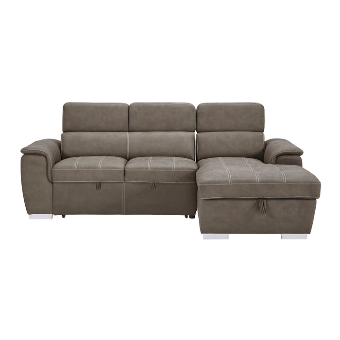 Ferriday - (2)2-Piece Sectional with Adjustable Headrests, Pull-out Bed and Right Chaise with Hidden Storage