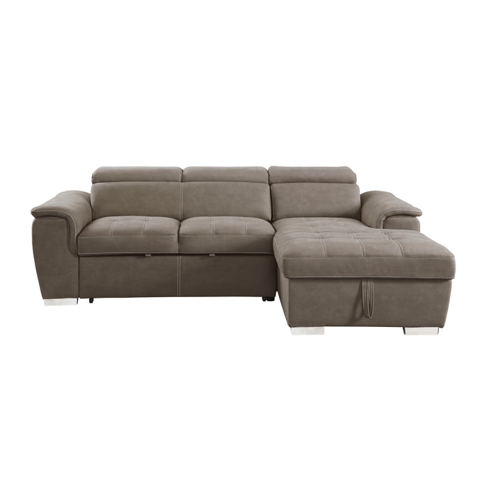 Ferriday - (2)2-Piece Sectional with Adjustable Headrests, Pull-out Bed and Right Chaise with Hidden Storage