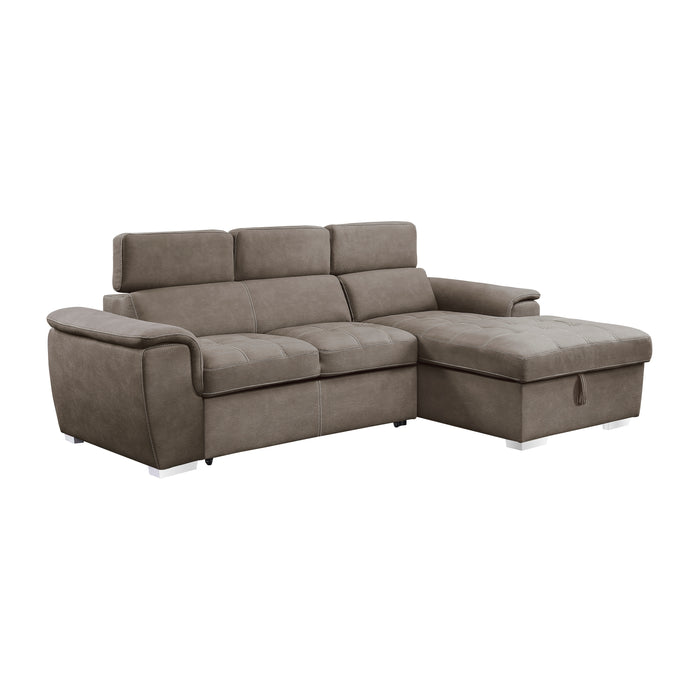Ferriday - (2)2-Piece Sectional with Adjustable Headrests, Pull-out Bed and Right Chaise with Hidden Storage