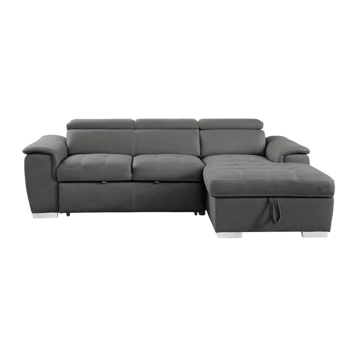 Ferriday - (2)2-Piece Sectional with Adjustable Headrests, Pull-out Bed and Right Chaise with Hidden Storage