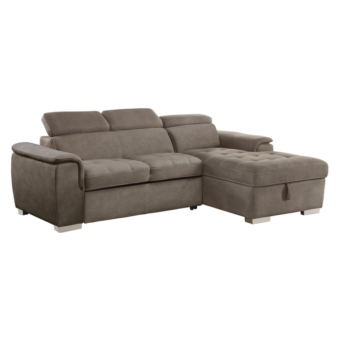 Ferriday - (2)2-Piece Sectional with Adjustable Headrests, Pull-out Bed and Right Chaise with Hidden Storage