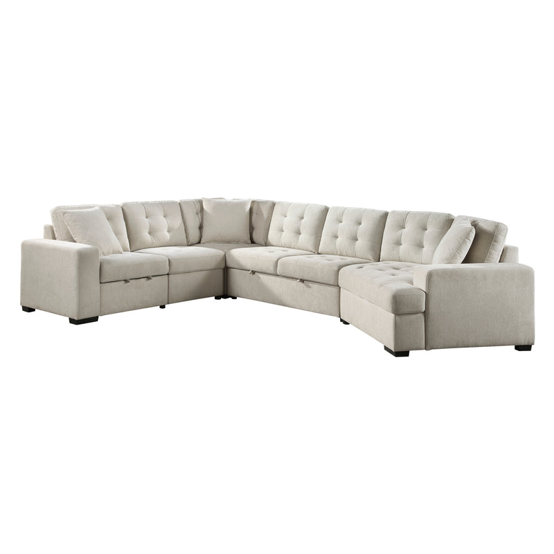 Logansport - (4)4-Piece Sectional with Pull-out Bed and Pull-out Ottoman
