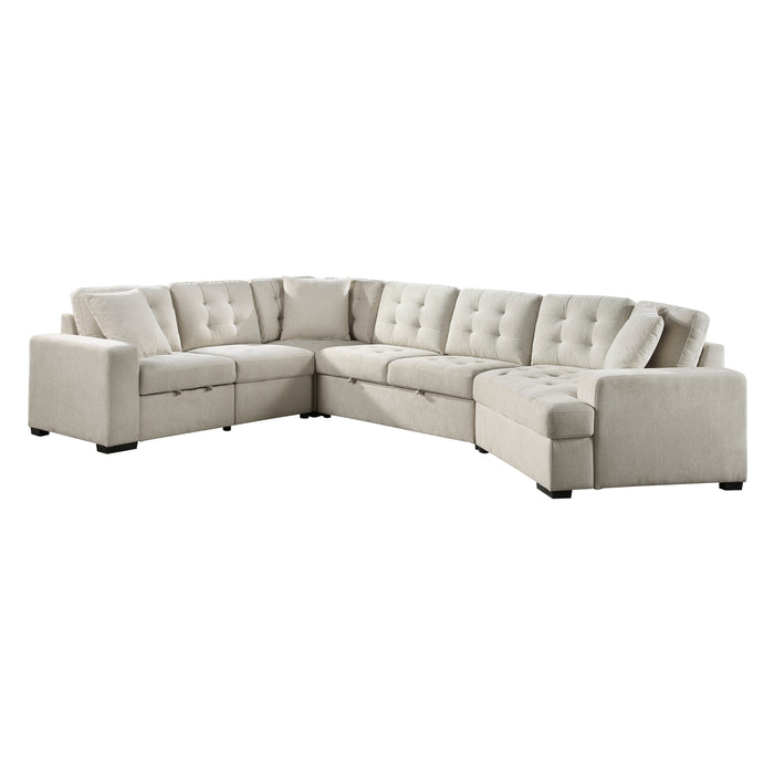 Logansport - (4)4-Piece Sectional with Pull-out Bed and Pull-out Ottoman