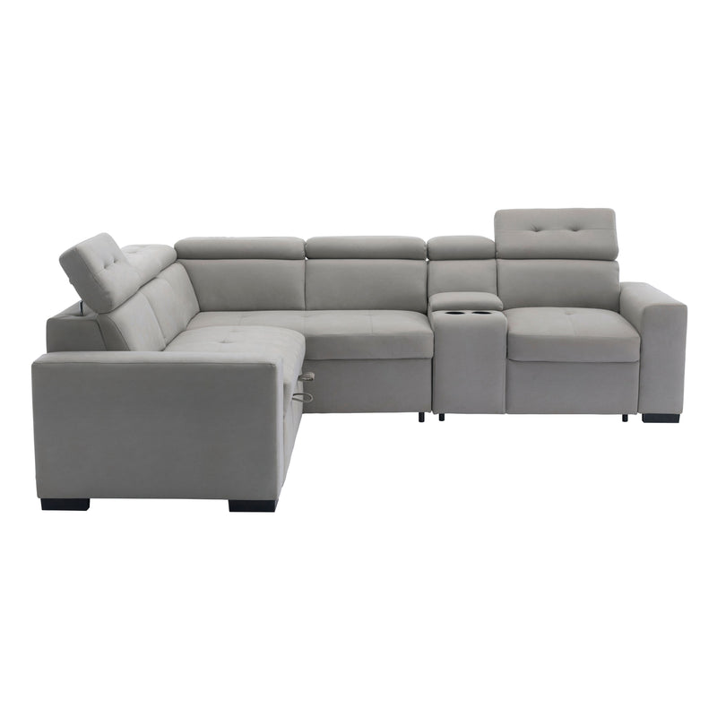 Farrah - (3)3-Piece Sectional with Adjustable Headrests, Pull-out Bed and Console