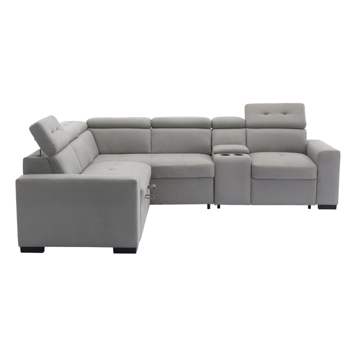 Farrah - (3)3-Piece Sectional with Adjustable Headrests, Pull-out Bed and Console