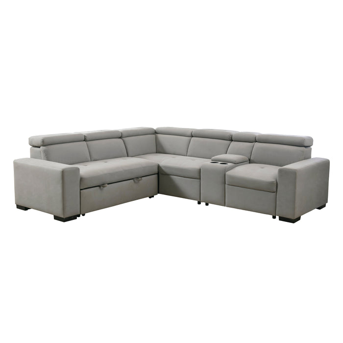 Farrah - (3)3-Piece Sectional with Adjustable Headrests, Pull-out Bed and Console